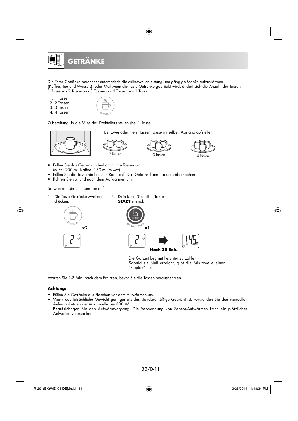 Getränke | Sharp R-291BKWE User Manual | Page 34 / 210
