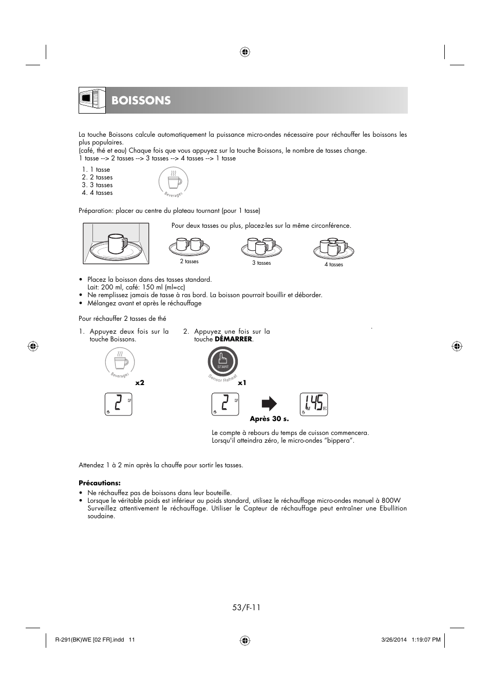 Boissons | Sharp R-291BKWE User Manual | Page 54 / 210