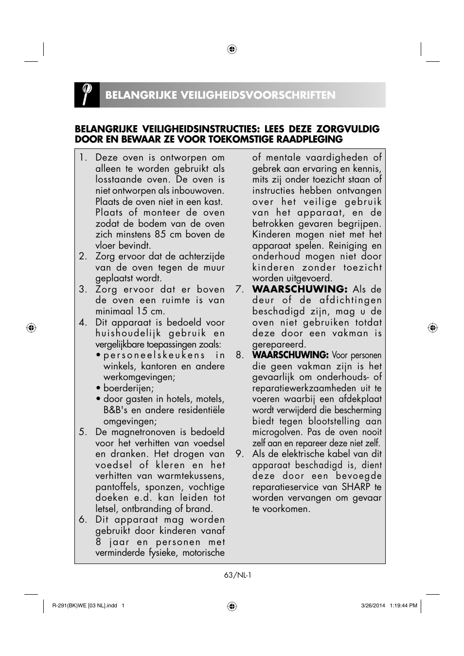 Sharp R-291BKWE User Manual | Page 64 / 210
