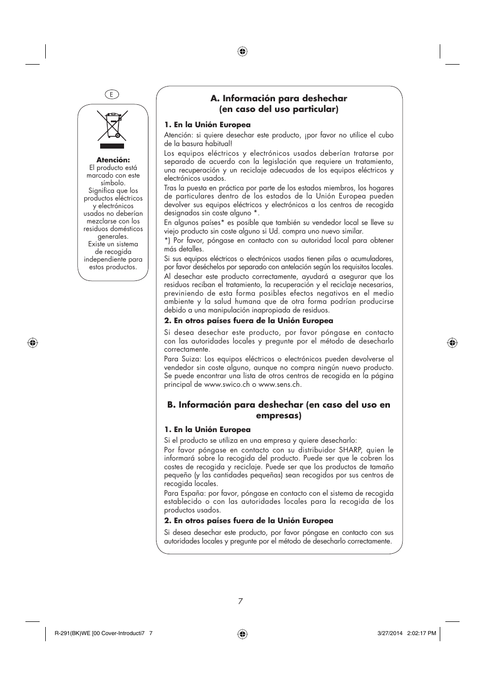 Sharp R-291BKWE User Manual | Page 8 / 210
