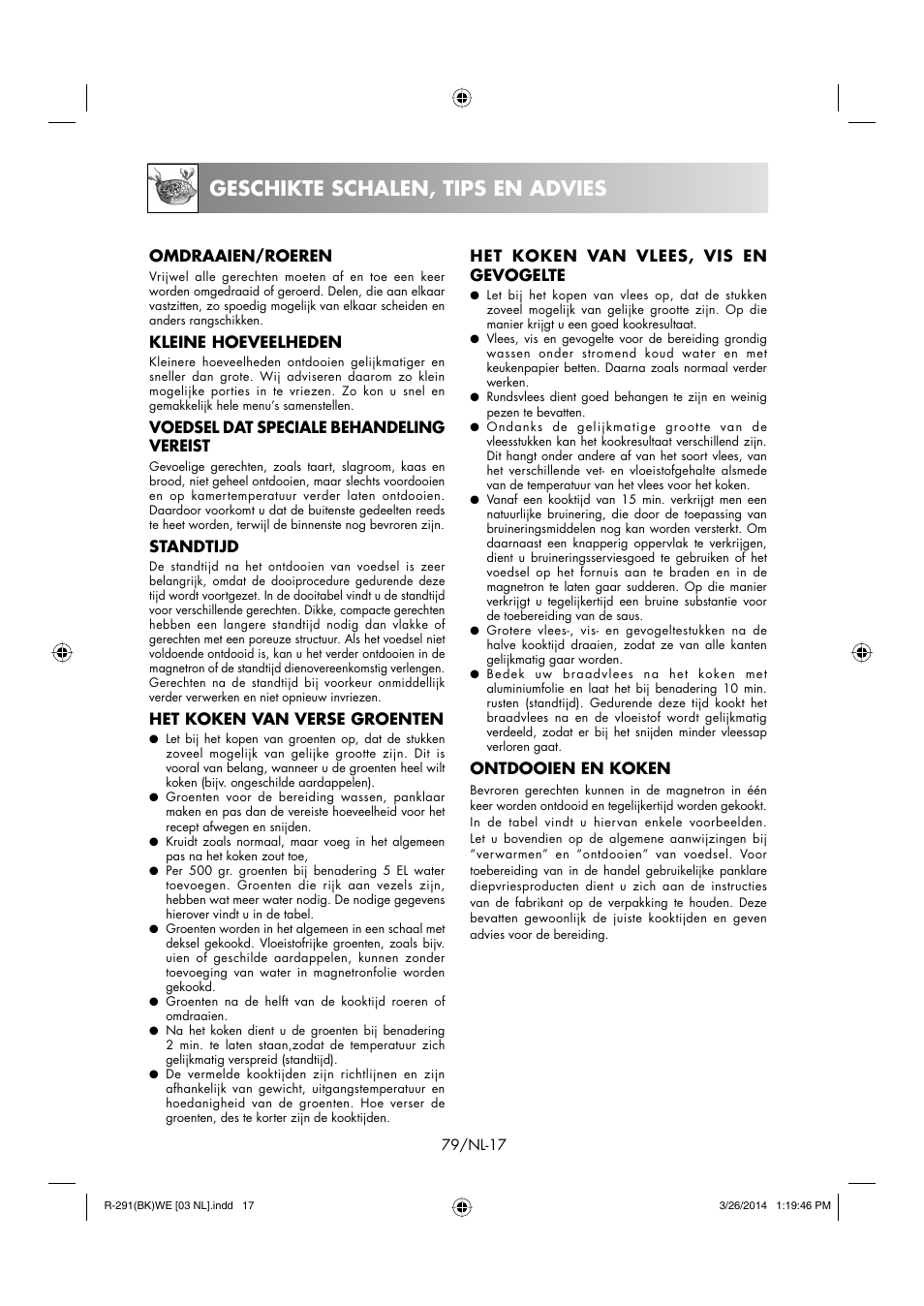 Geschikte schalen, tips en advies | Sharp R-291BKWE User Manual | Page 80 / 210