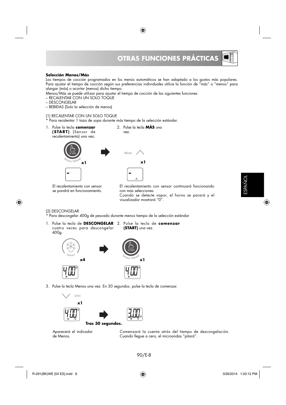 Otras funciones prácticas | Sharp R-291BKWE User Manual | Page 91 / 210
