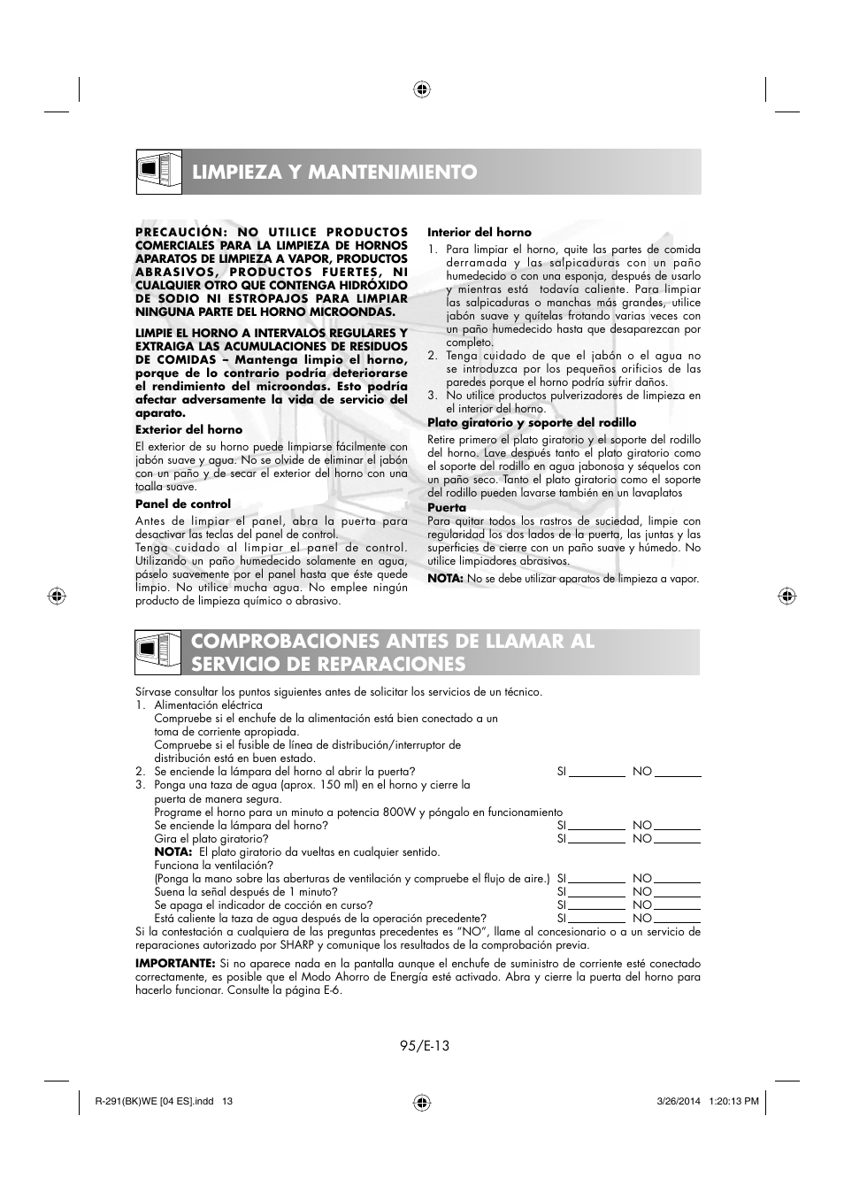 Sharp R-291BKWE User Manual | Page 96 / 210