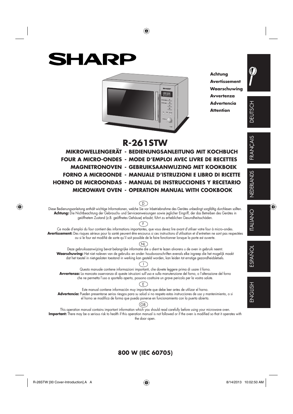 Sharp R-261STW User Manual | 188 pages
