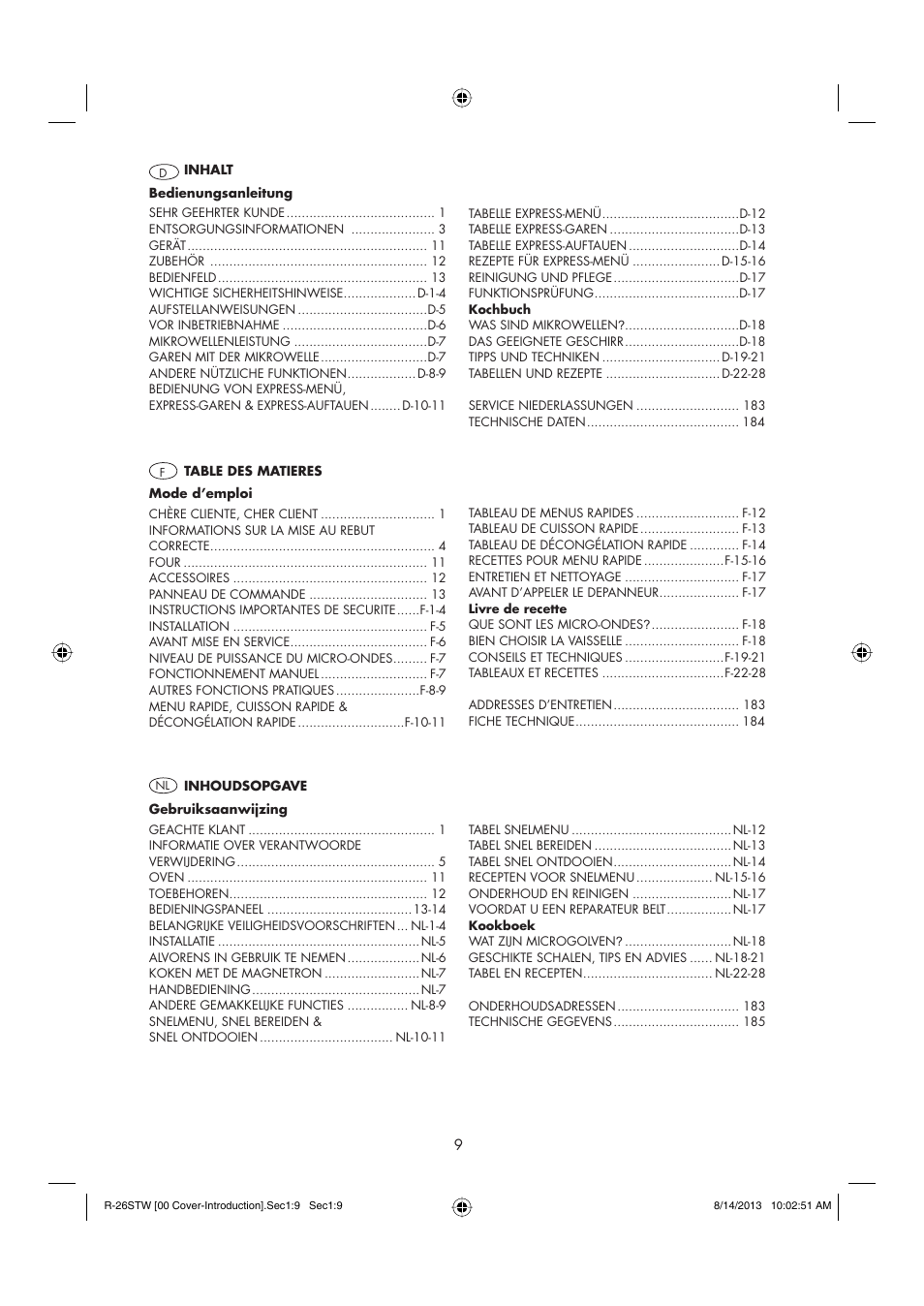 Sharp R-261STW User Manual | Page 10 / 188