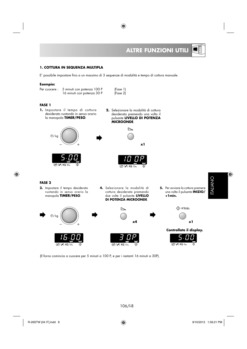 Altre funzioni utili, It aliano | Sharp R-261STW User Manual | Page 107 / 188