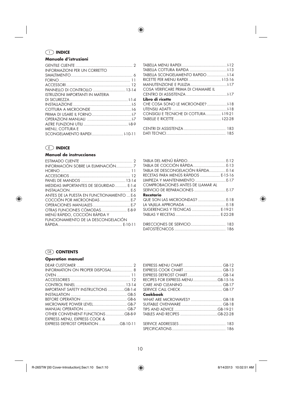 Sharp R-261STW User Manual | Page 11 / 188