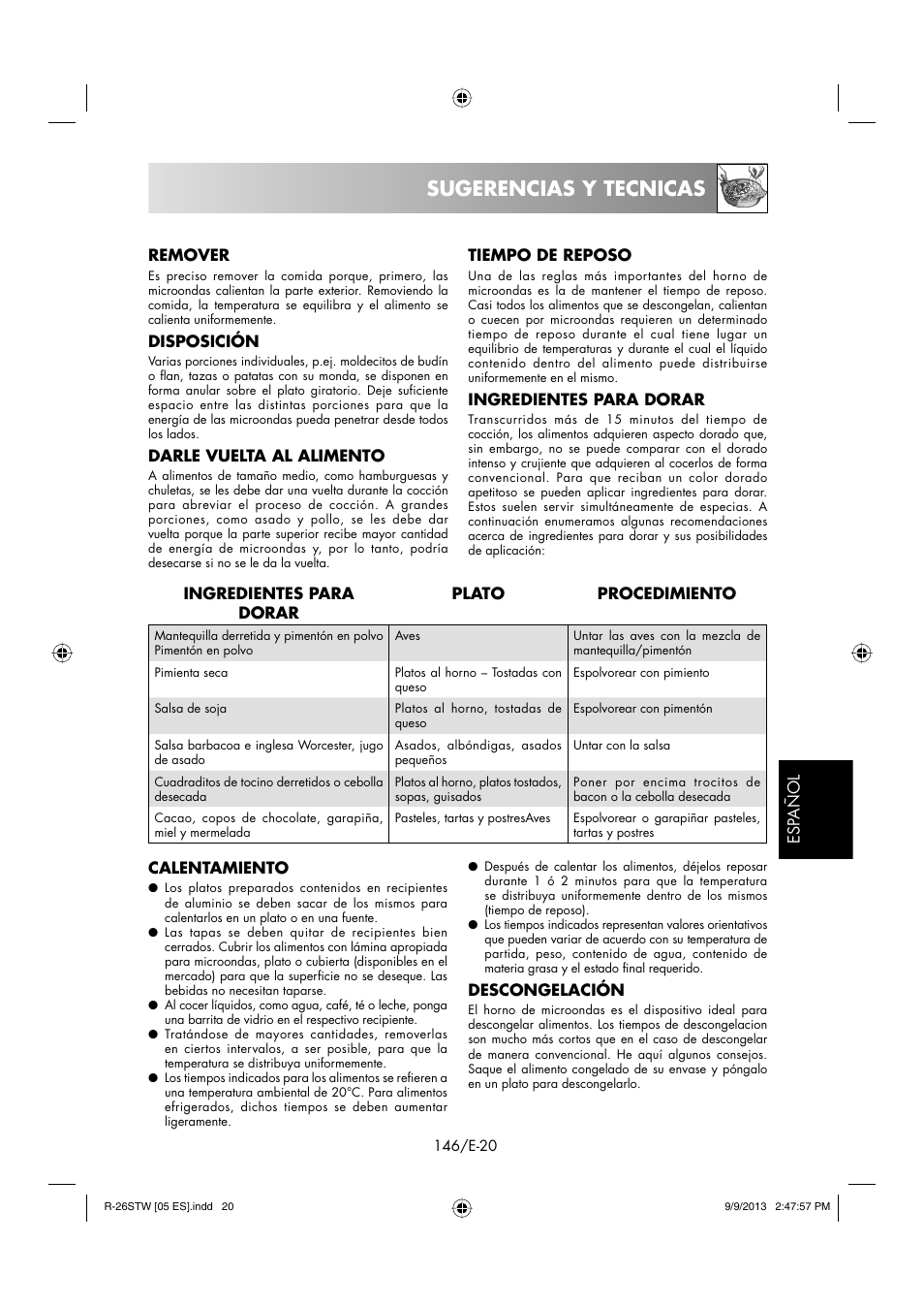 Sugerencias y tecnicas | Sharp R-261STW User Manual | Page 147 / 188