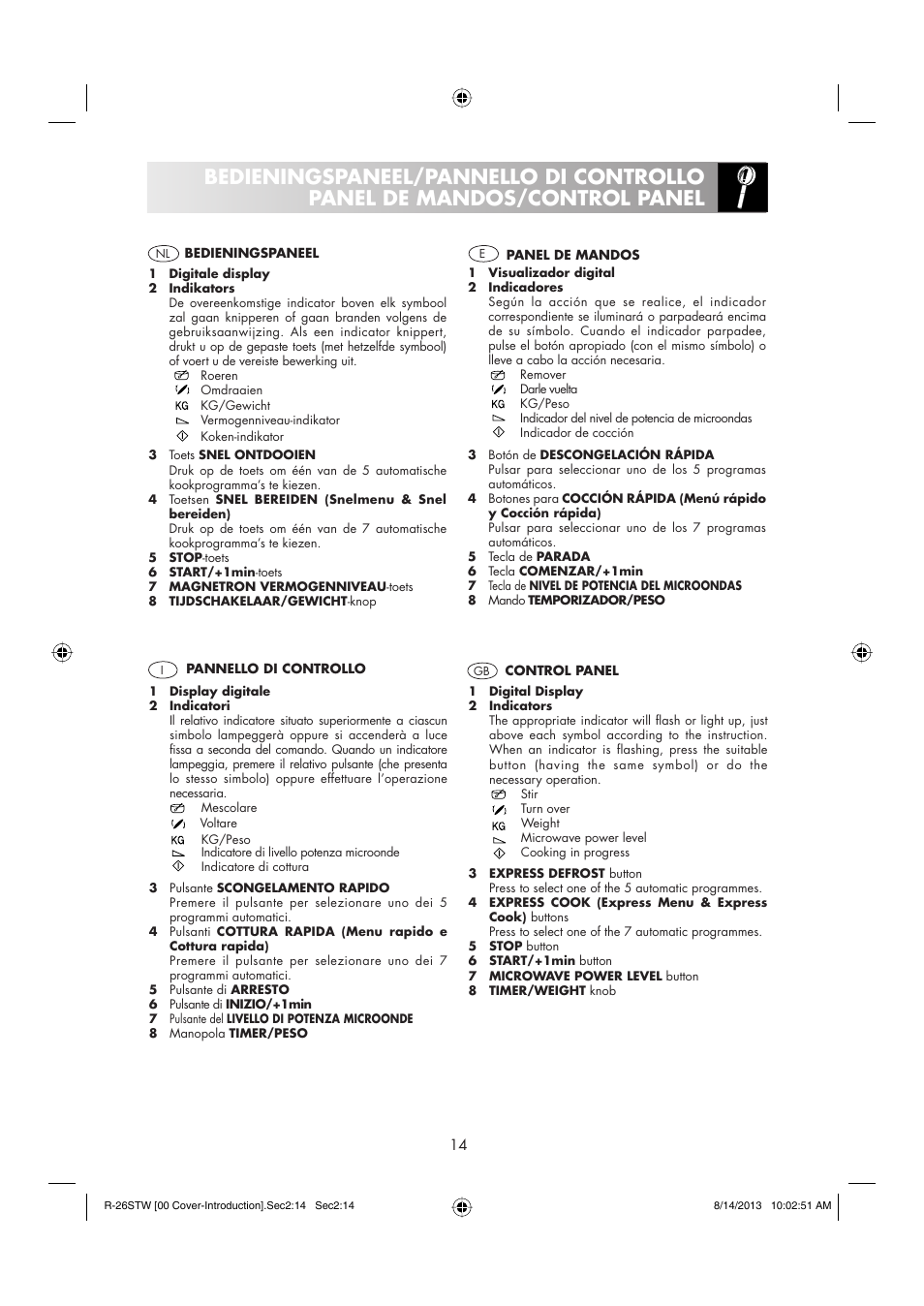 Sharp R-261STW User Manual | Page 15 / 188