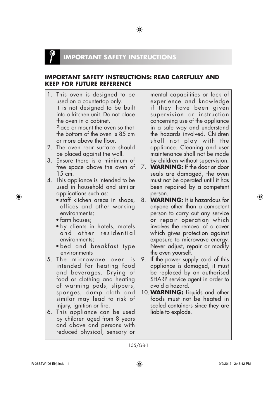 Sharp R-261STW User Manual | Page 156 / 188