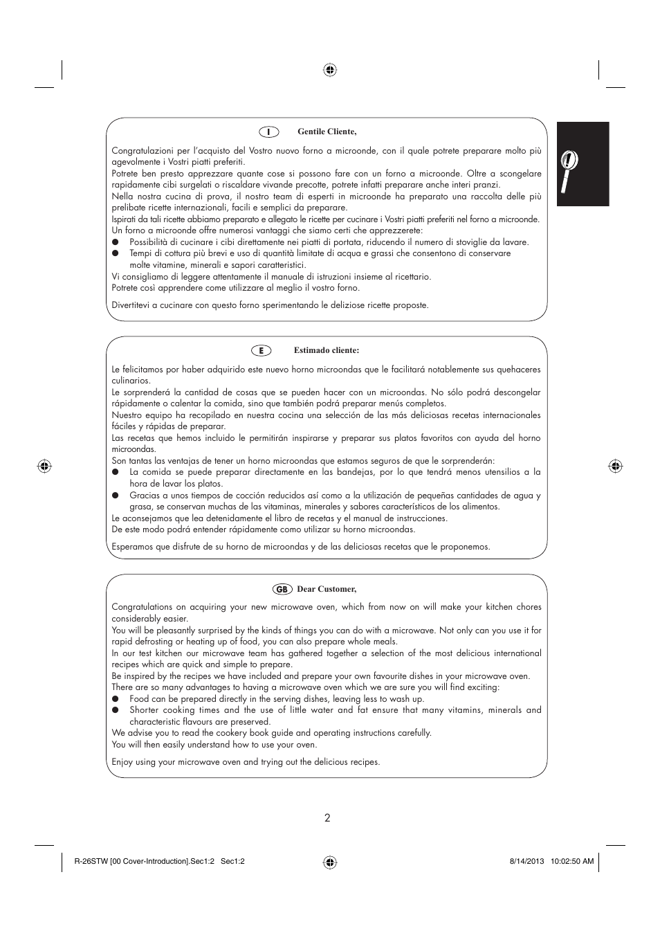 Sharp R-261STW User Manual | Page 3 / 188