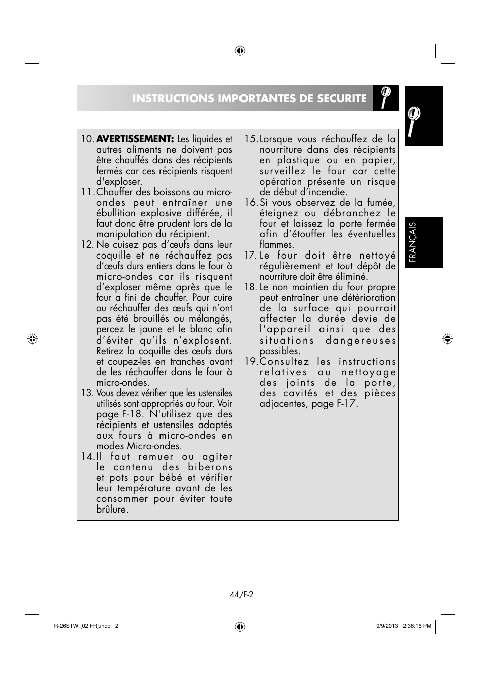 Sharp R-261STW User Manual | Page 45 / 188