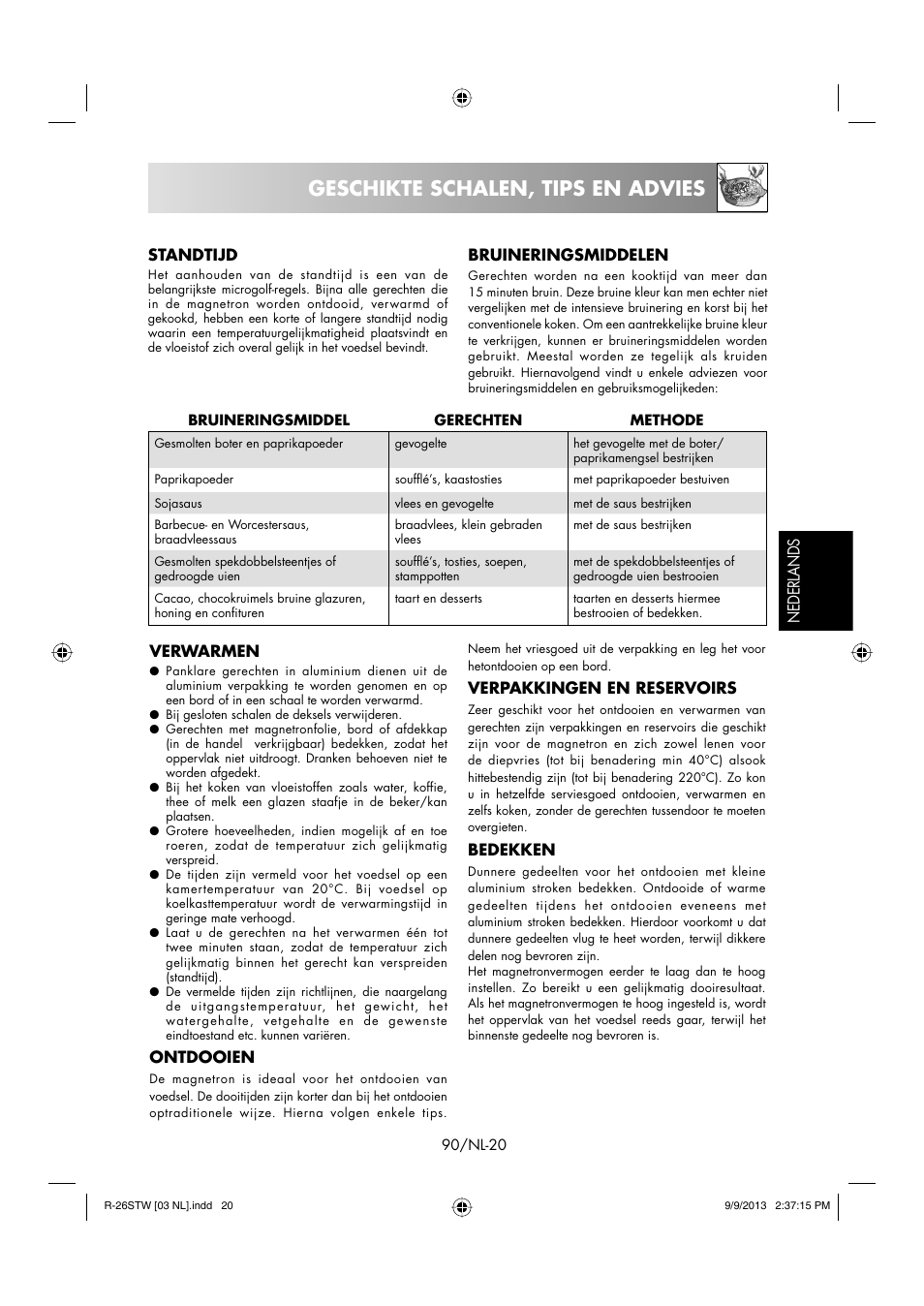 Geschikte schalen, tips en advies | Sharp R-261STW User Manual | Page 91 / 188