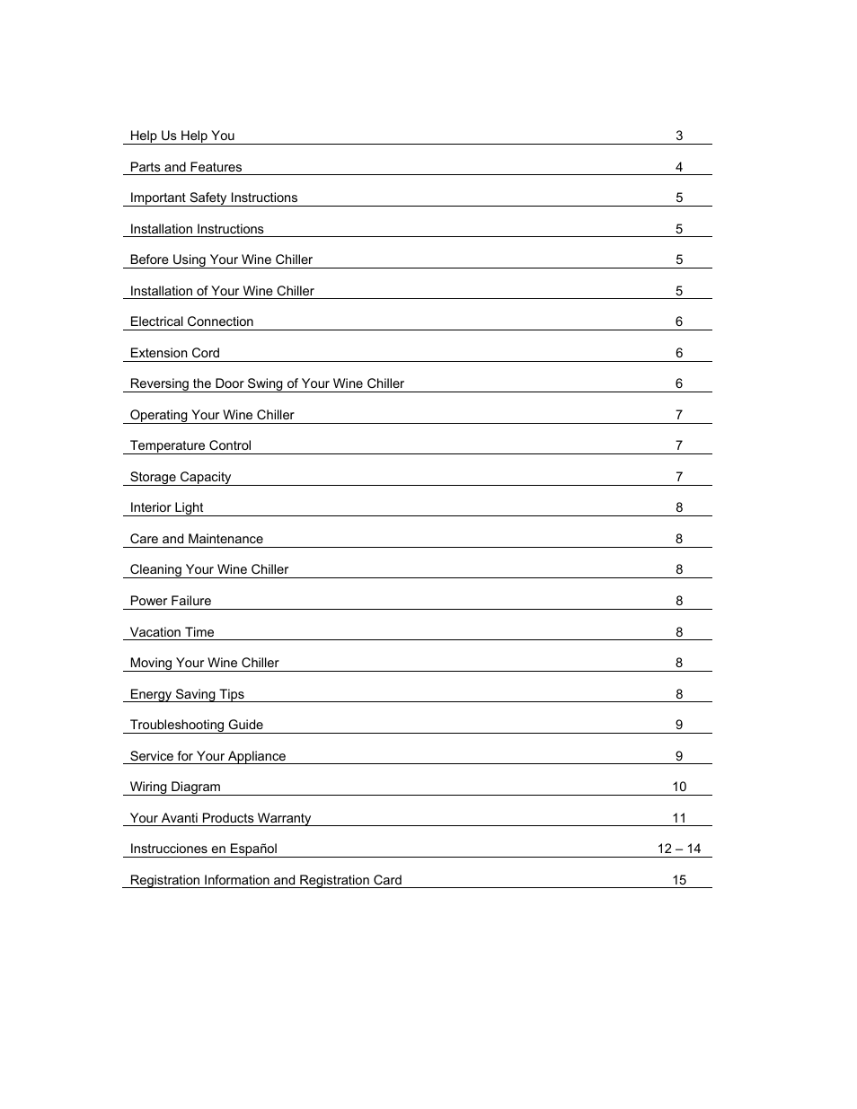 Avanti EWC60BS User Manual | Page 2 / 16
