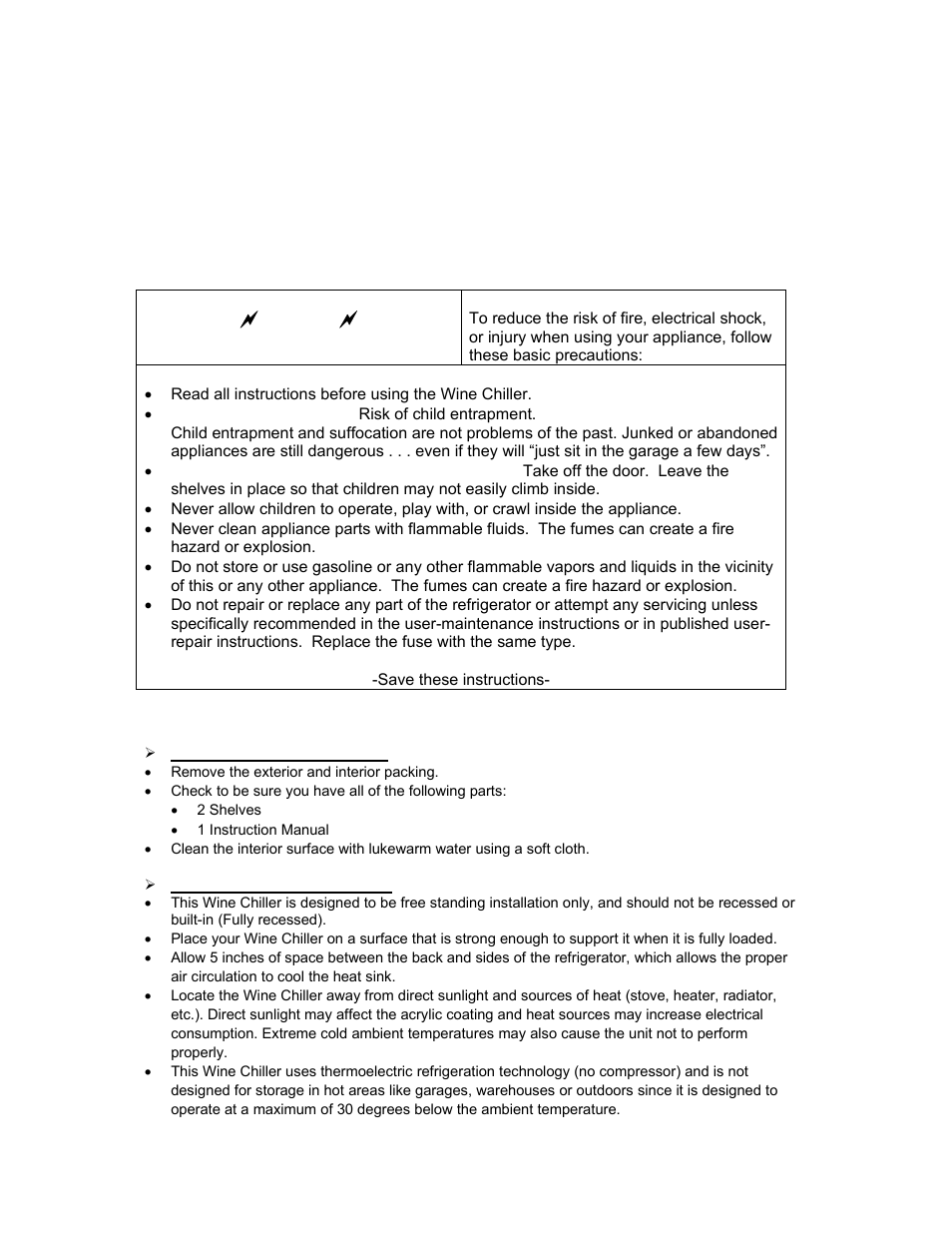 Important safety instructions | Avanti EWC60BS User Manual | Page 5 / 16