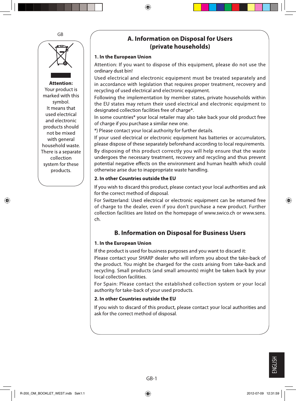 English, Gb-1 | Sharp R-200BKW User Manual | Page 103 / 116