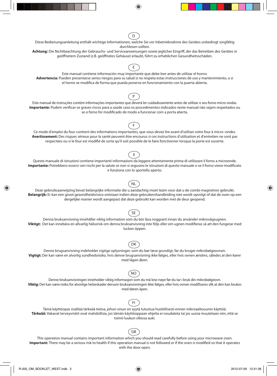 Sharp R-200BKW User Manual | Page 2 / 116