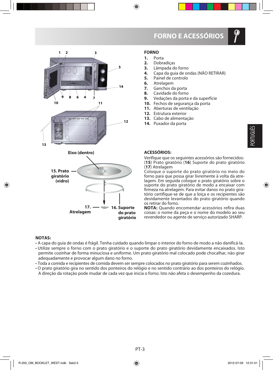 Forno e acessórios, Português | Sharp R-200BKW User Manual | Page 25 / 116