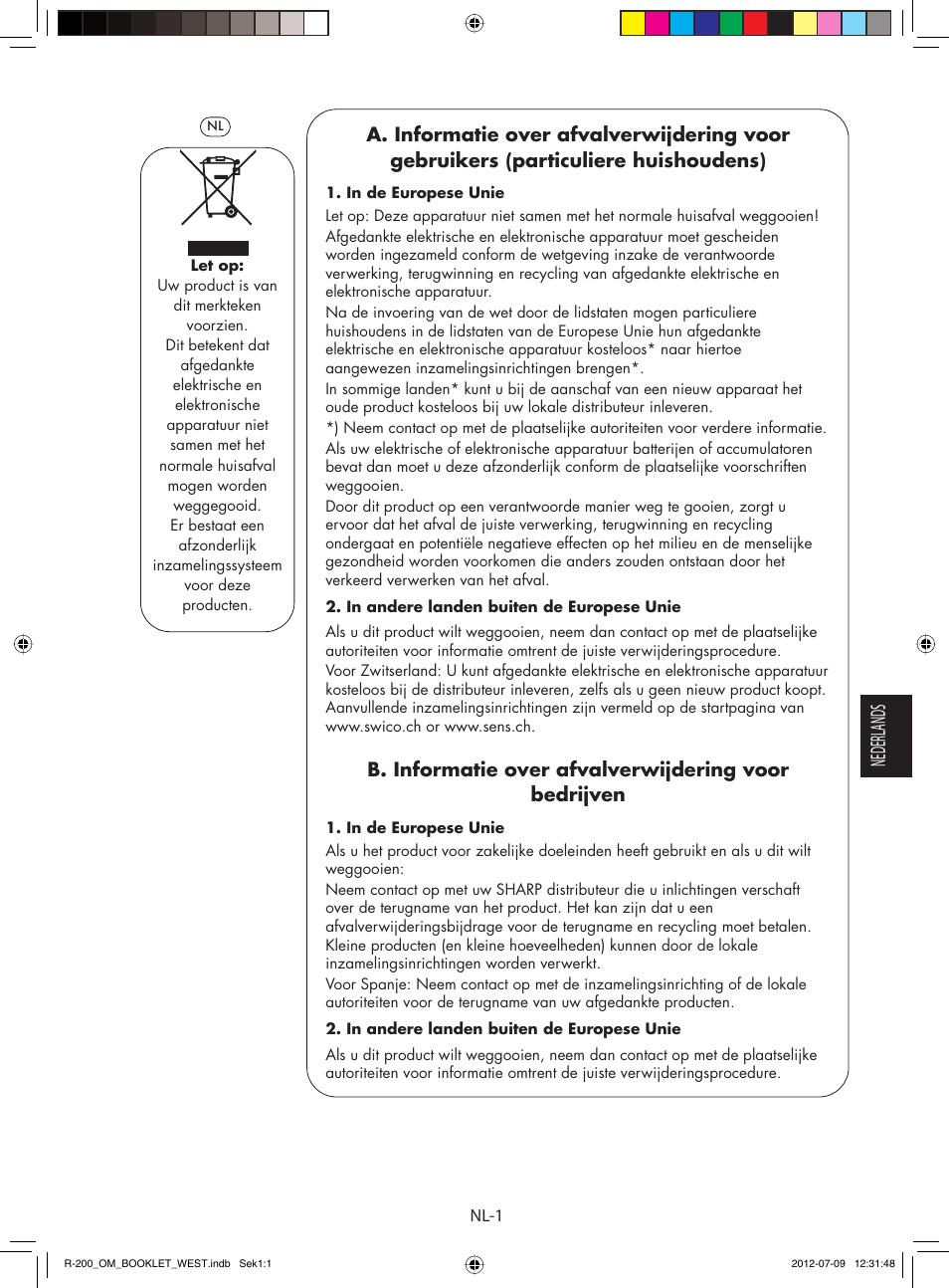 Nederlands | Sharp R-200BKW User Manual | Page 53 / 116