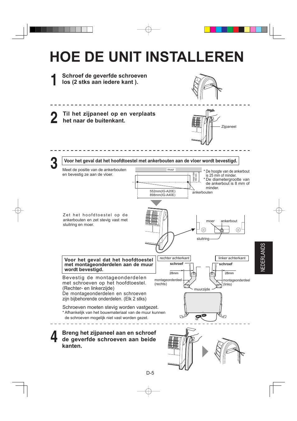 Hoe de unit installeren | Sharp IG-A40E-W User Manual | Page 63 / 104