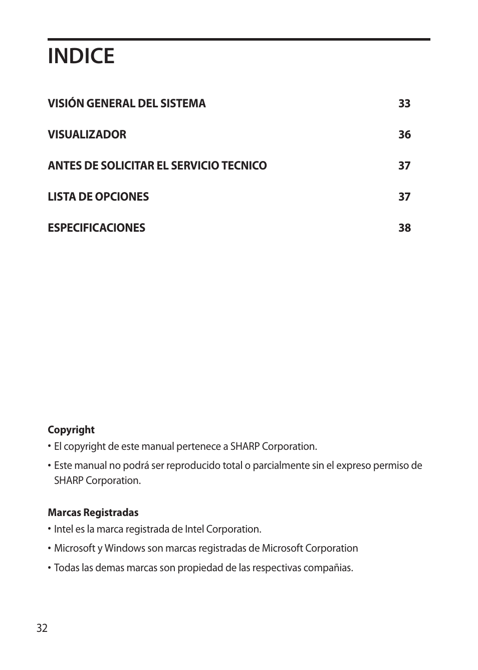 Indice | Sharp RZ-X 650 User Manual | Page 34 / 40