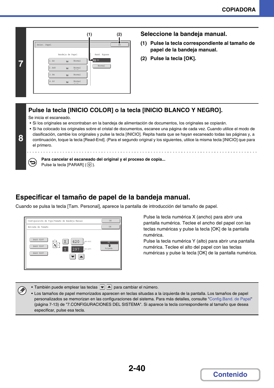 Seleccione la bandeja manual, Copiadora | Sharp MX-2614N User Manual | Page 152 / 839