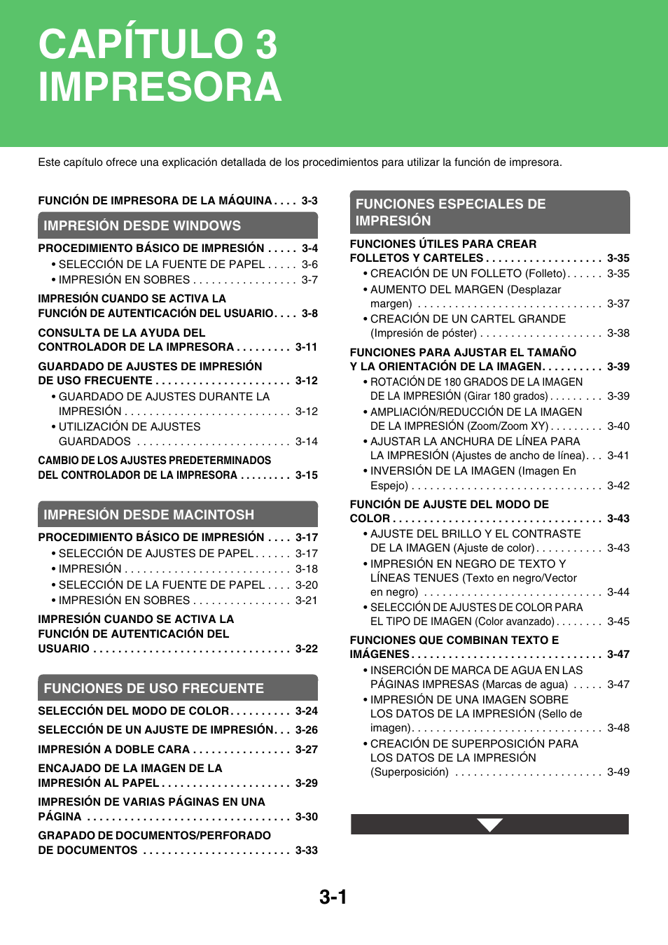 Impresora, Capítulo 3 impresora | Sharp MX-2614N User Manual | Page 268 / 839