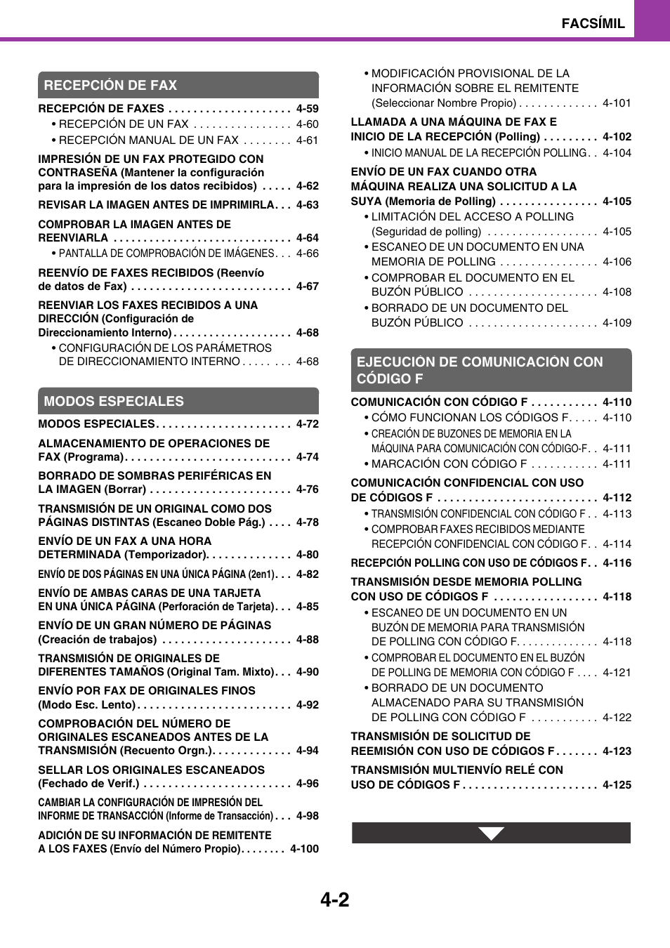 Facsímil recepción de fax, Modos especiales, Ejecución de comunicación con código f | Sharp MX-2614N User Manual | Page 349 / 839