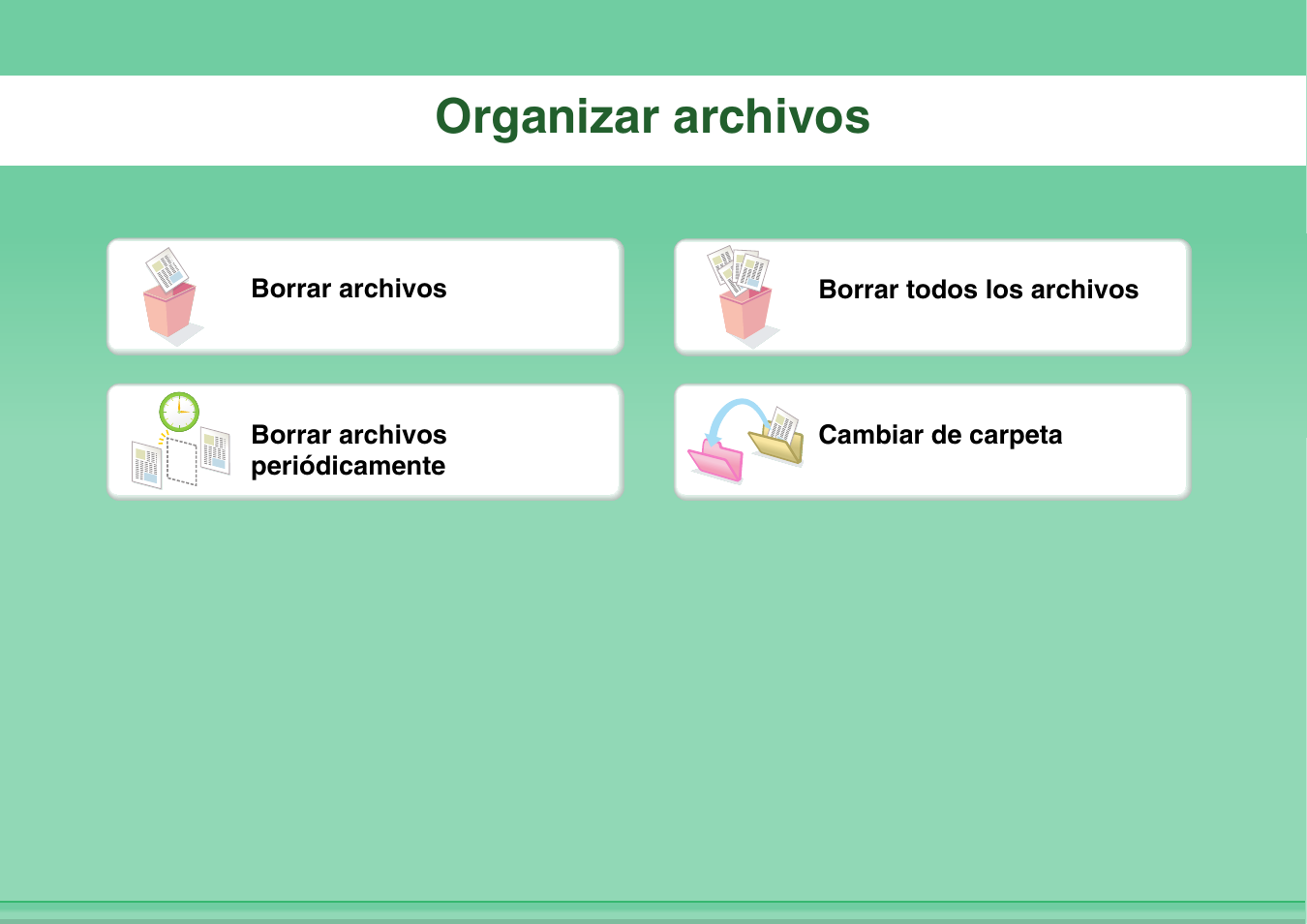 Organizar, Archivos, Organizar archivos | Sharp MX-2614N User Manual | Page 35 / 839