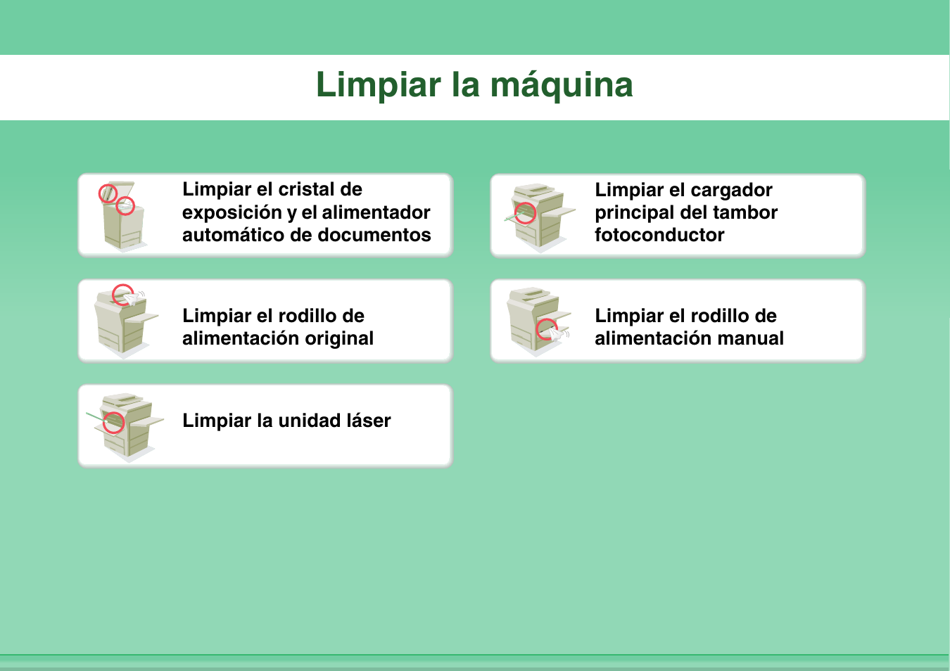 Limpiar la, Máquina, Limpiar la máquina | Sharp MX-2614N User Manual | Page 37 / 839