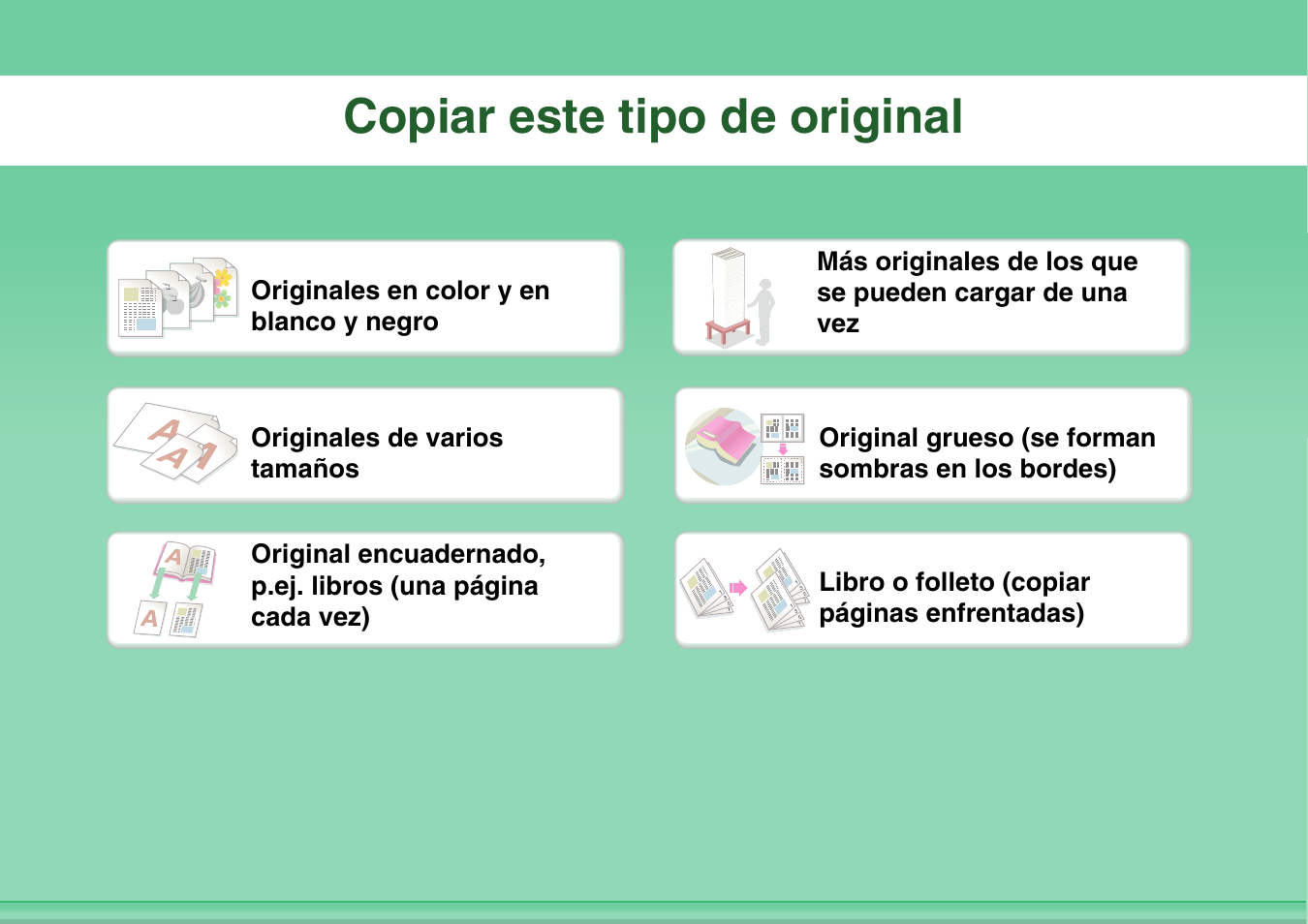 Copiar este tipo de, Original, Copiar este tipo de original | Sharp MX-2614N User Manual | Page 5 / 839