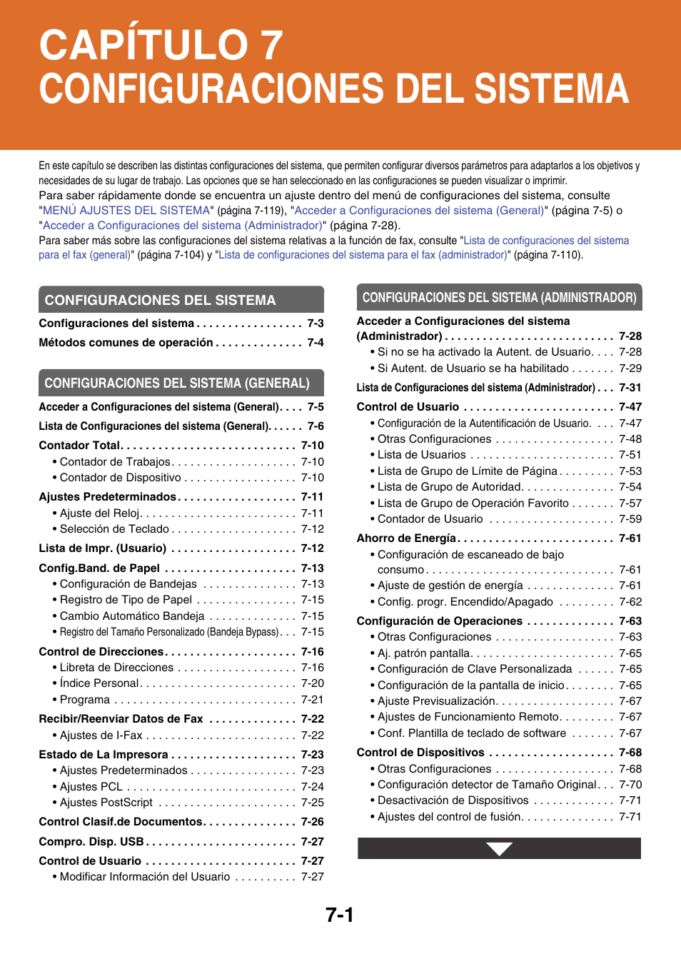 Configuraciones del sistema, Capítulo 7 configuraciones del sistema | Sharp MX-2614N User Manual | Page 672 / 839