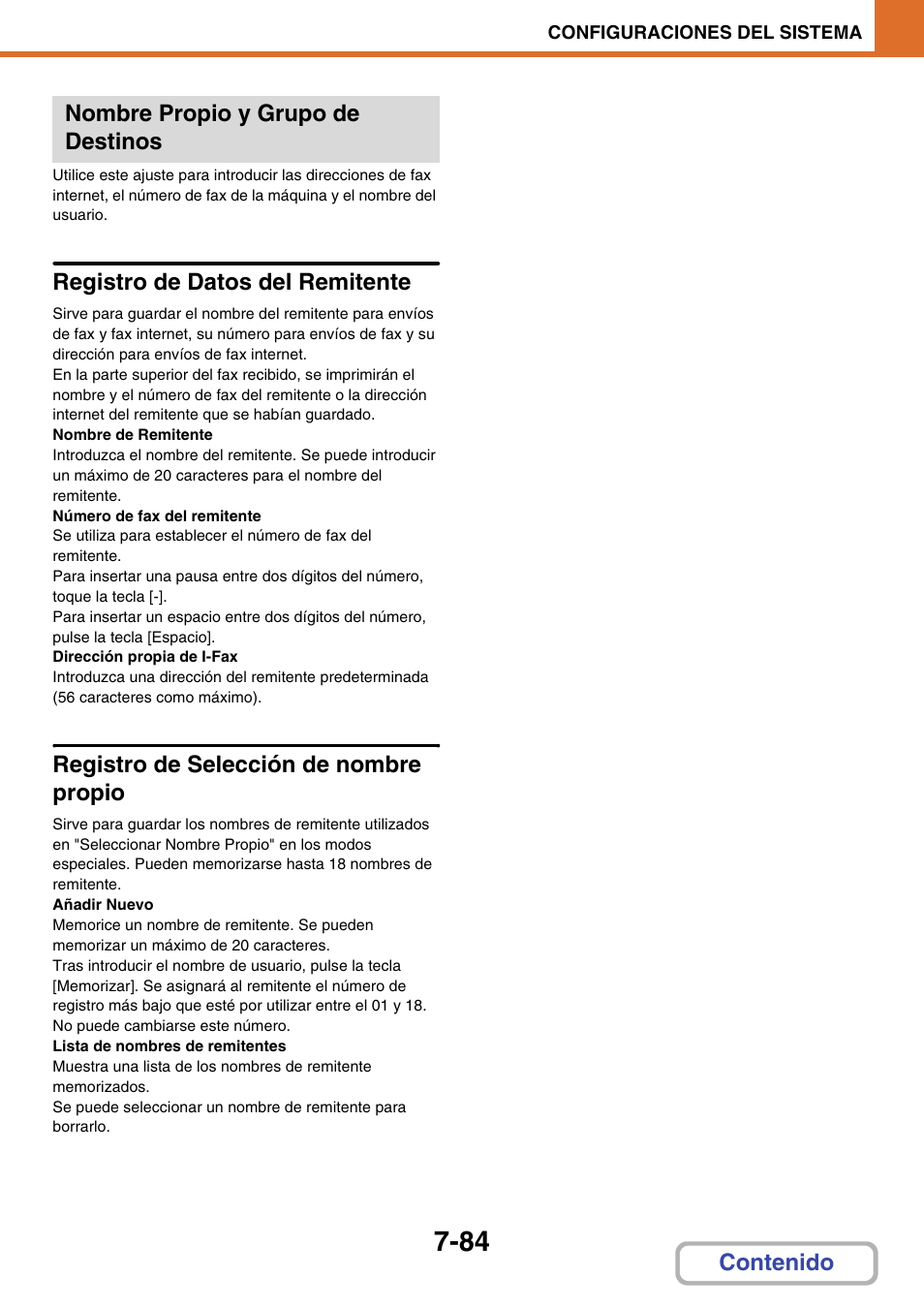 Nombre propio y grupo de destinos, Registro de datos del remitente, Registro de selección de nombre propio | Sharp MX-2614N User Manual | Page 755 / 839