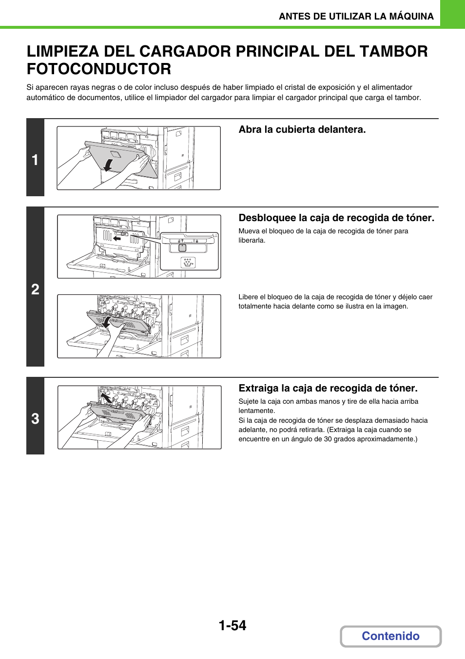 Limpieza del cargador principal, Del tambor fotoconductor -54 | Sharp MX-2614N User Manual | Page 95 / 839