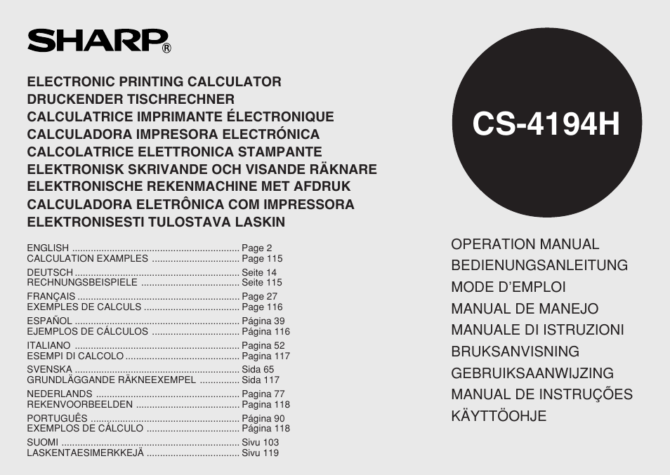 Sharp CS-4194HC User Manual | 144 pages