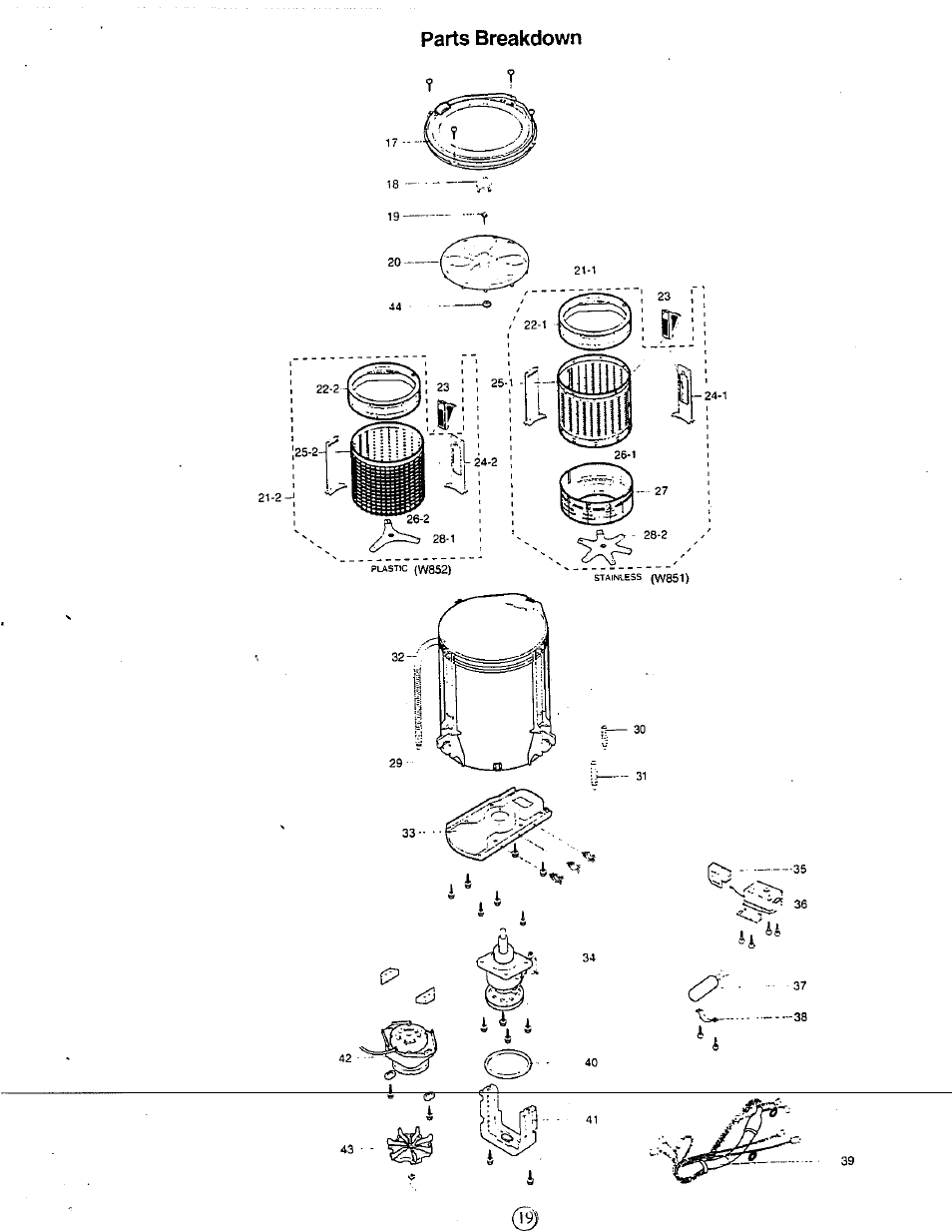 Parts breakdown | Avanti W851 User Manual | Page 19 / 31