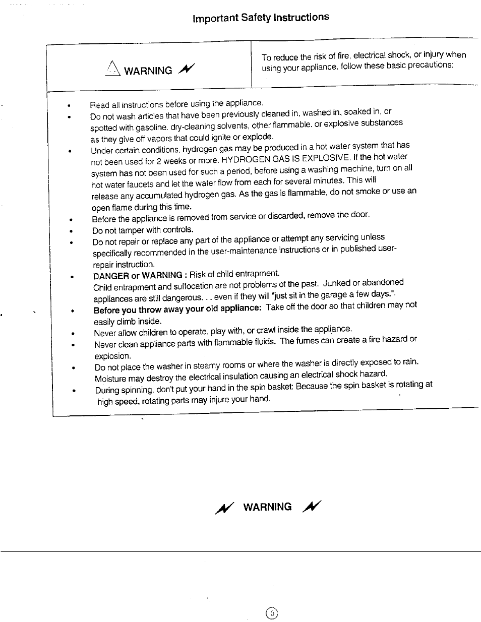 Warning | Avanti W851 User Manual | Page 6 / 31