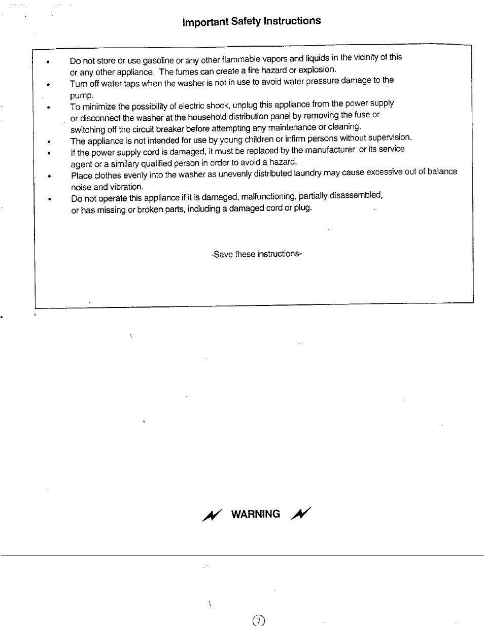 Warning | Avanti W851 User Manual | Page 7 / 31