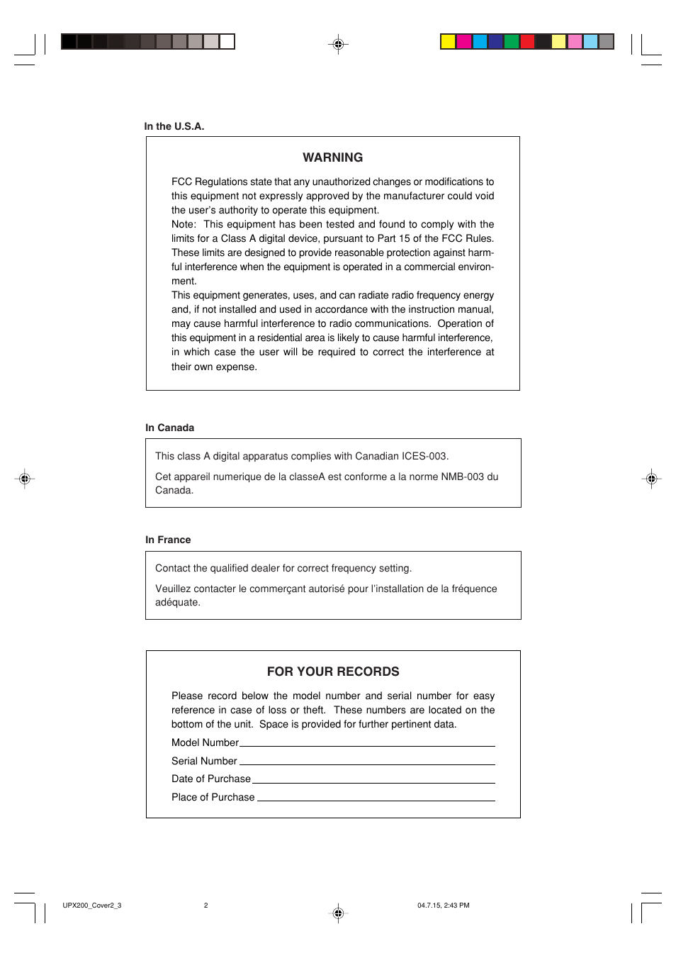 Sharp UP-X200 User Manual | Page 2 / 48