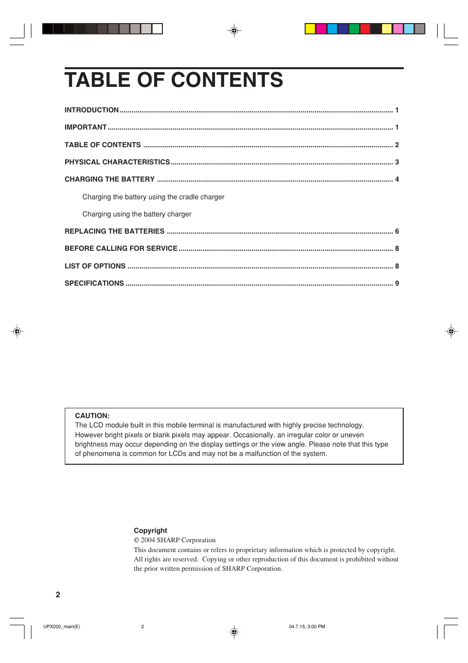 Sharp UP-X200 User Manual | Page 4 / 48