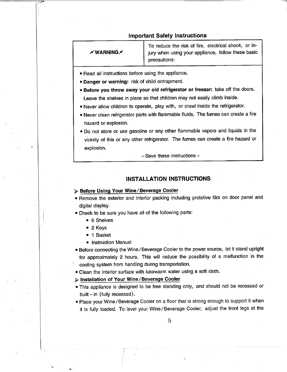 Avanti WC492D User Manual | Page 6 / 17