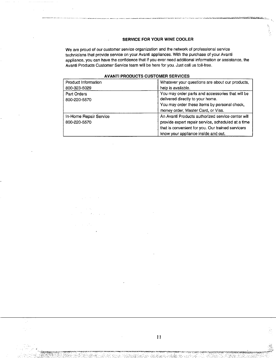 Avanti WC500CL User Manual | Page 11 / 16