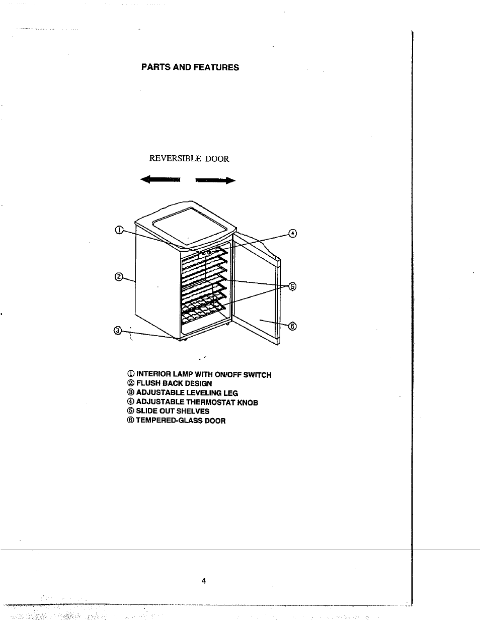 Parts and features | Avanti WC500CL User Manual | Page 4 / 16