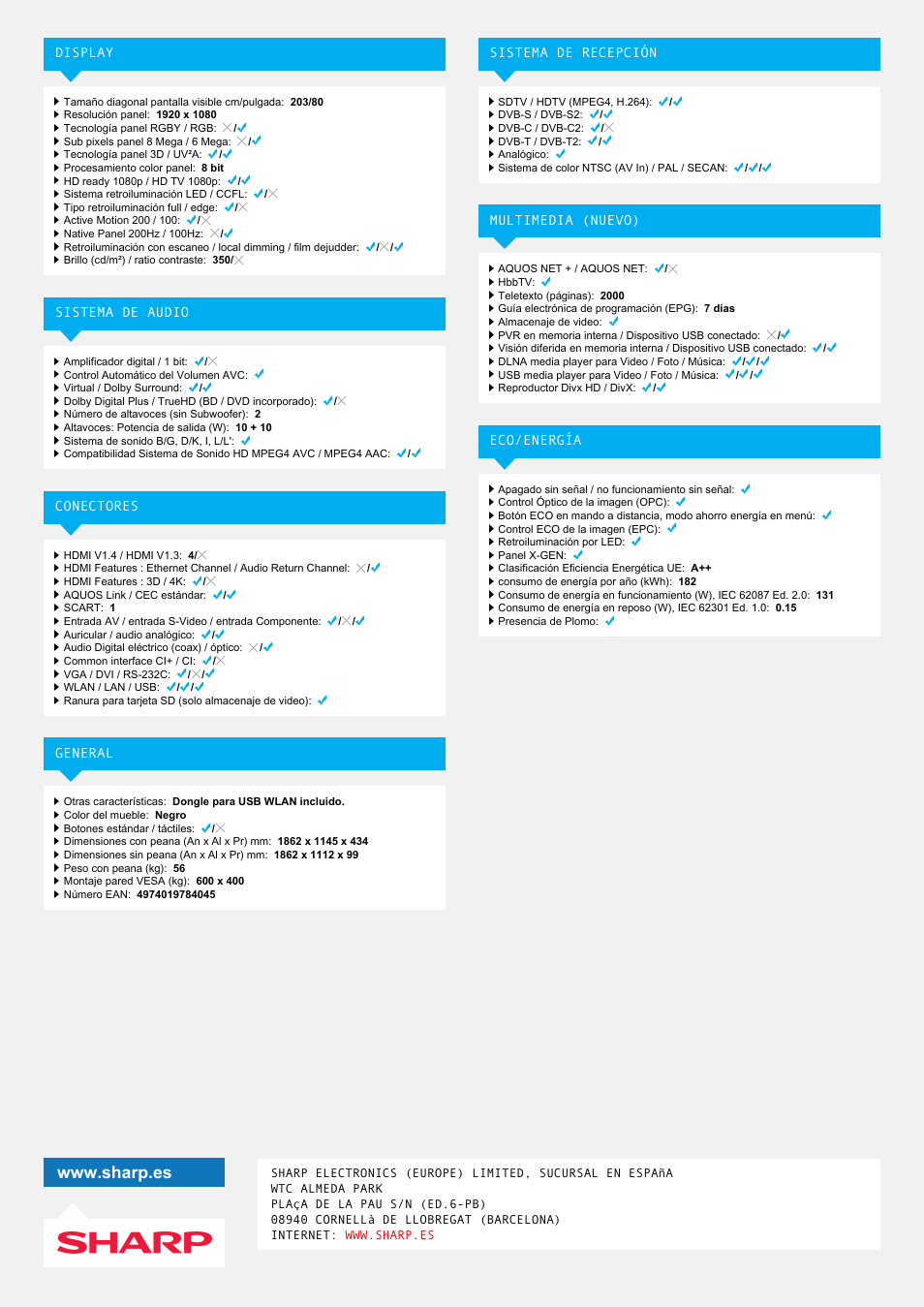 Sharp LC-80LE657E User Manual | Page 2 / 2