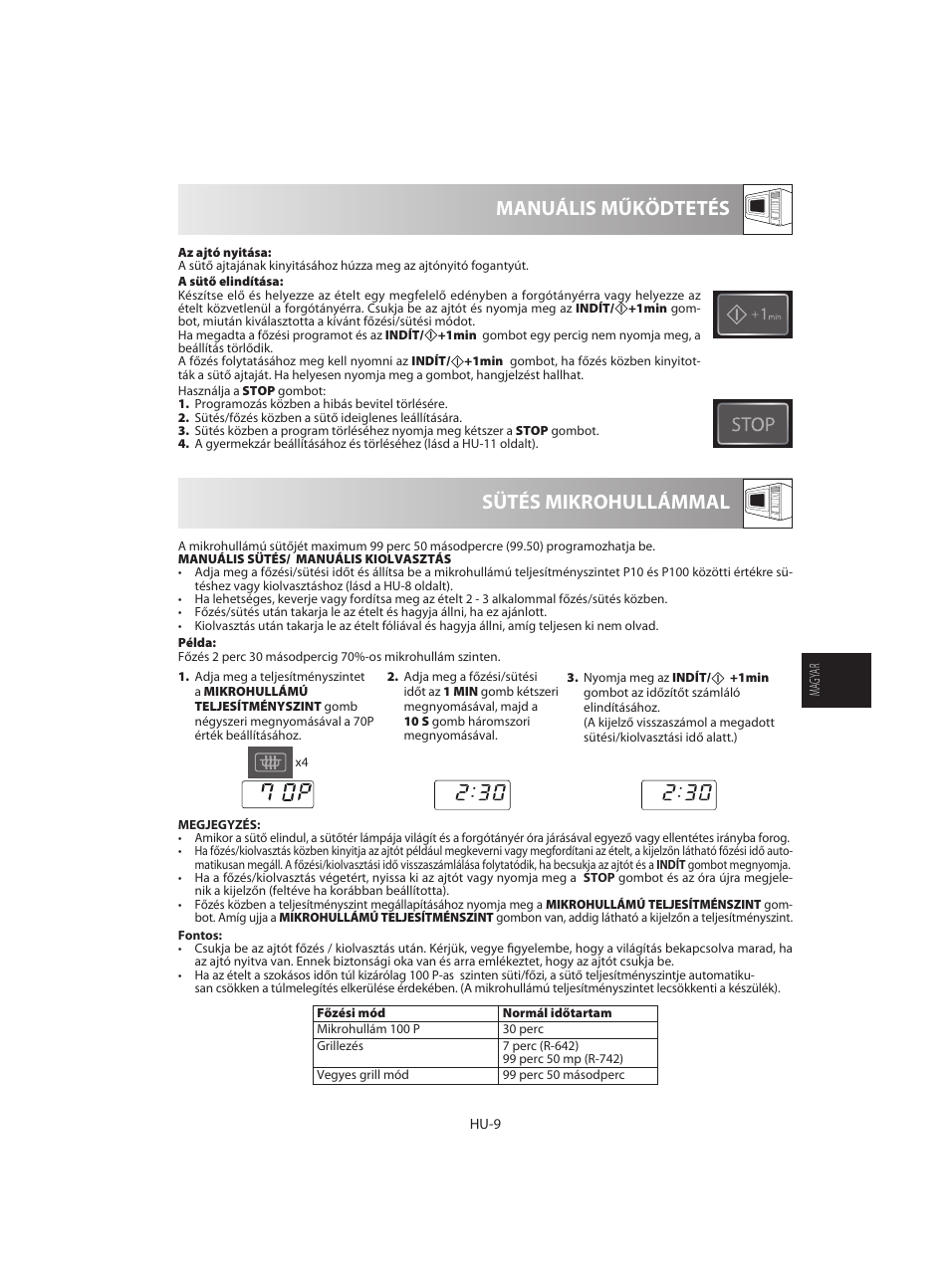 Sütés mikrohullámmal manuális működtetés | Sharp R-642WE User Manual | Page 107 / 226