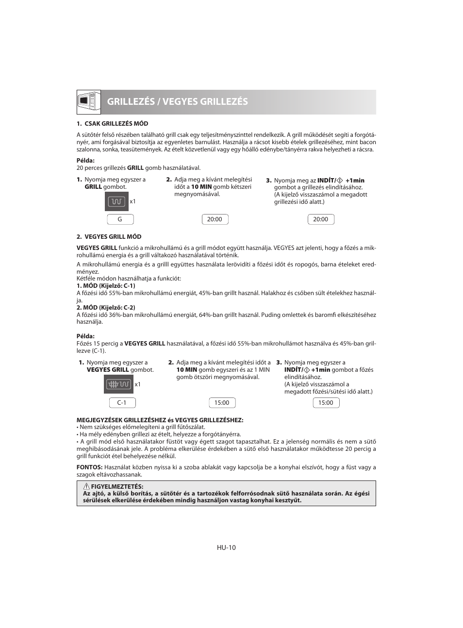 Grillezés / vegyes grillezés | Sharp R-642WE User Manual | Page 108 / 226