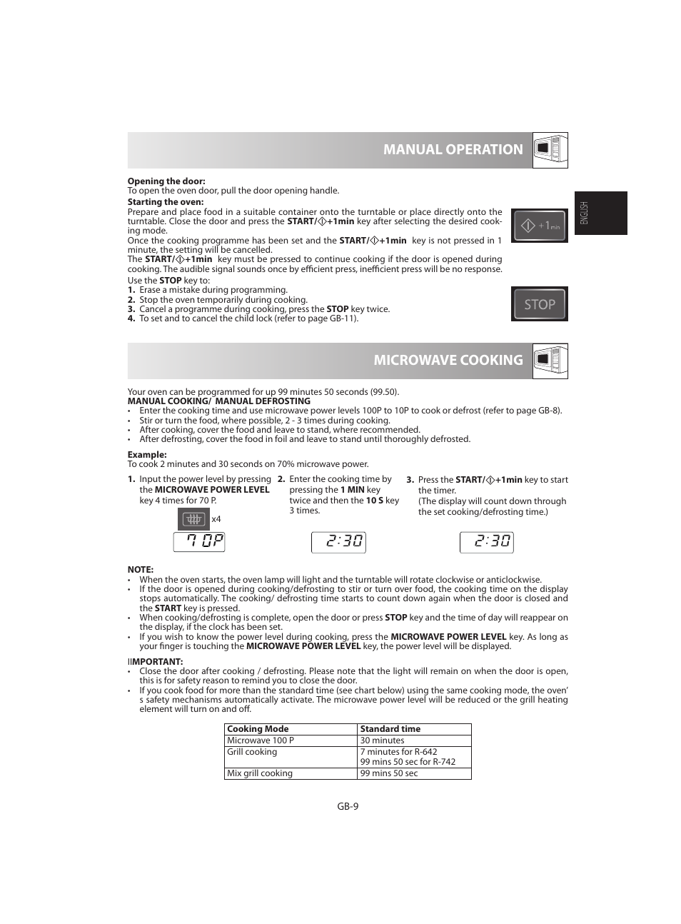 Microwave cooking manual operation | Sharp R-642WE User Manual | Page 11 / 226