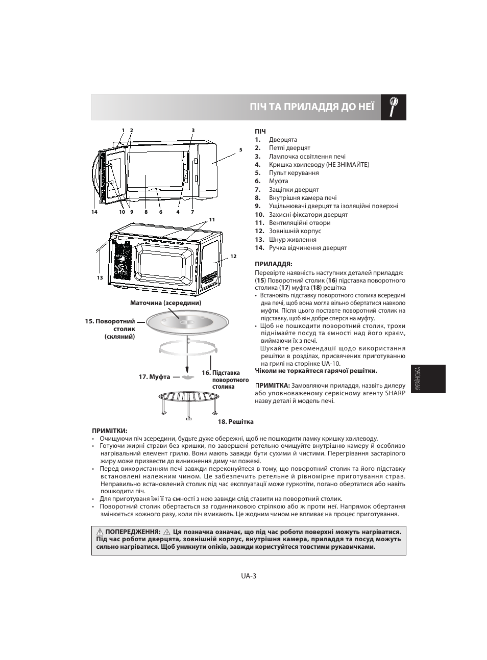 Піч та приладдя до неї | Sharp R-642WE User Manual | Page 117 / 226