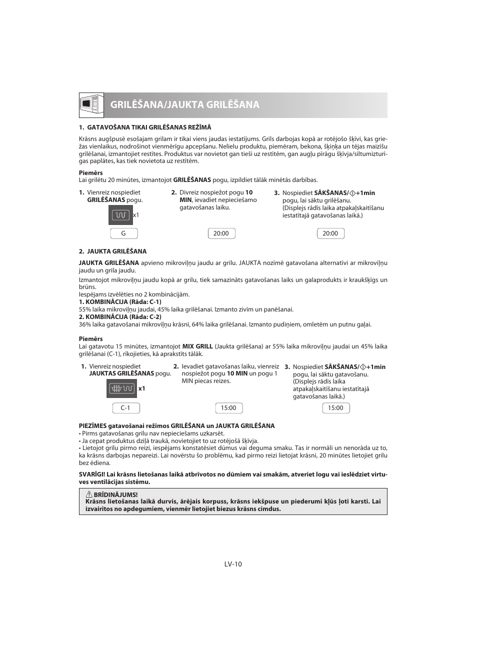 Grilēšana/jaukta grilēšana | Sharp R-642WE User Manual | Page 140 / 226