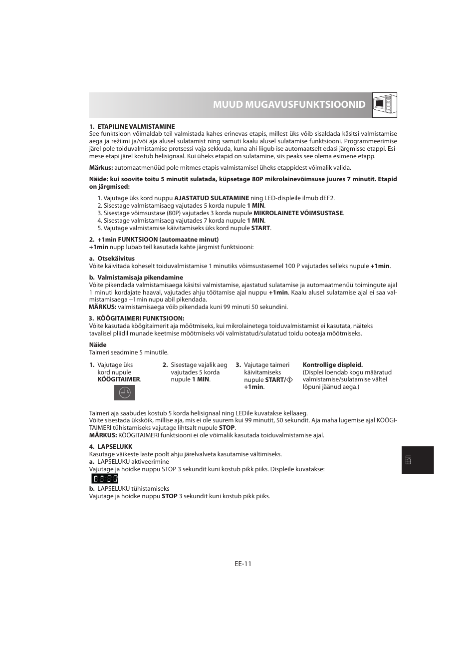 Muud mugavusfunktsioonid | Sharp R-642WE User Manual | Page 173 / 226